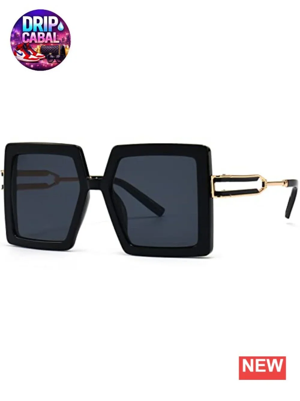 Oversized Square Sunglasses UV400 Protection Retro Metal Temple Women Fashion